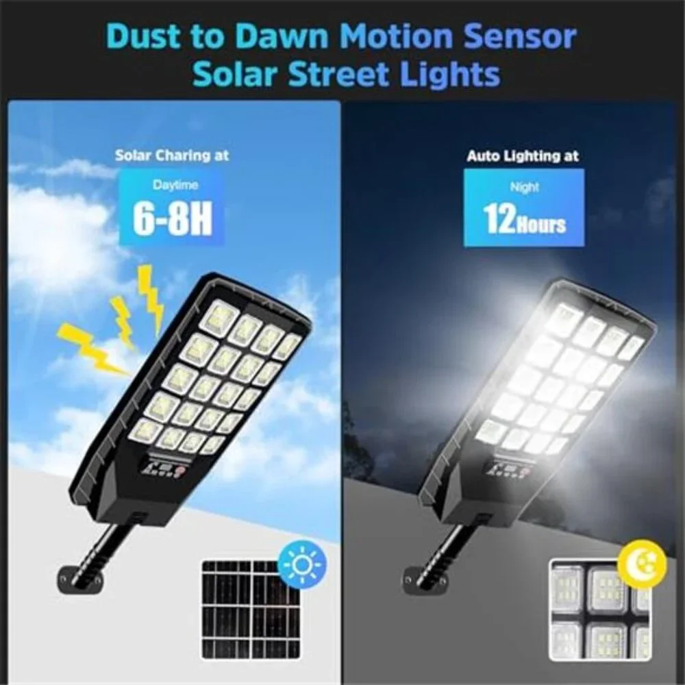 2 Pack Solar Street Light 20000LM Motion Sensor Dusk Dawn Waterproof